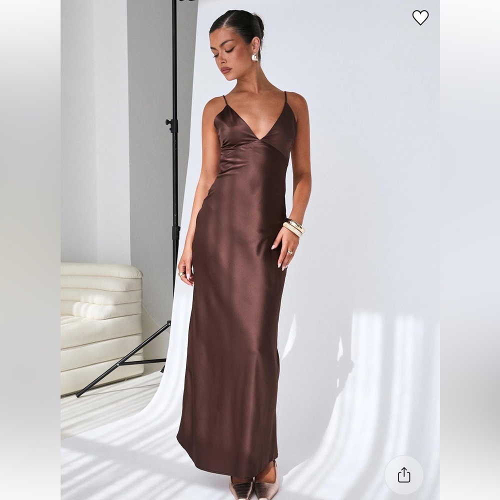 Princess Polly ANGELS ONLY MAXI DRESS CHOCOLATE